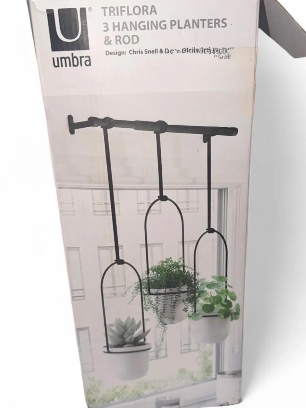 Umbra Black Triflora 3 Hanging Planters & Rod